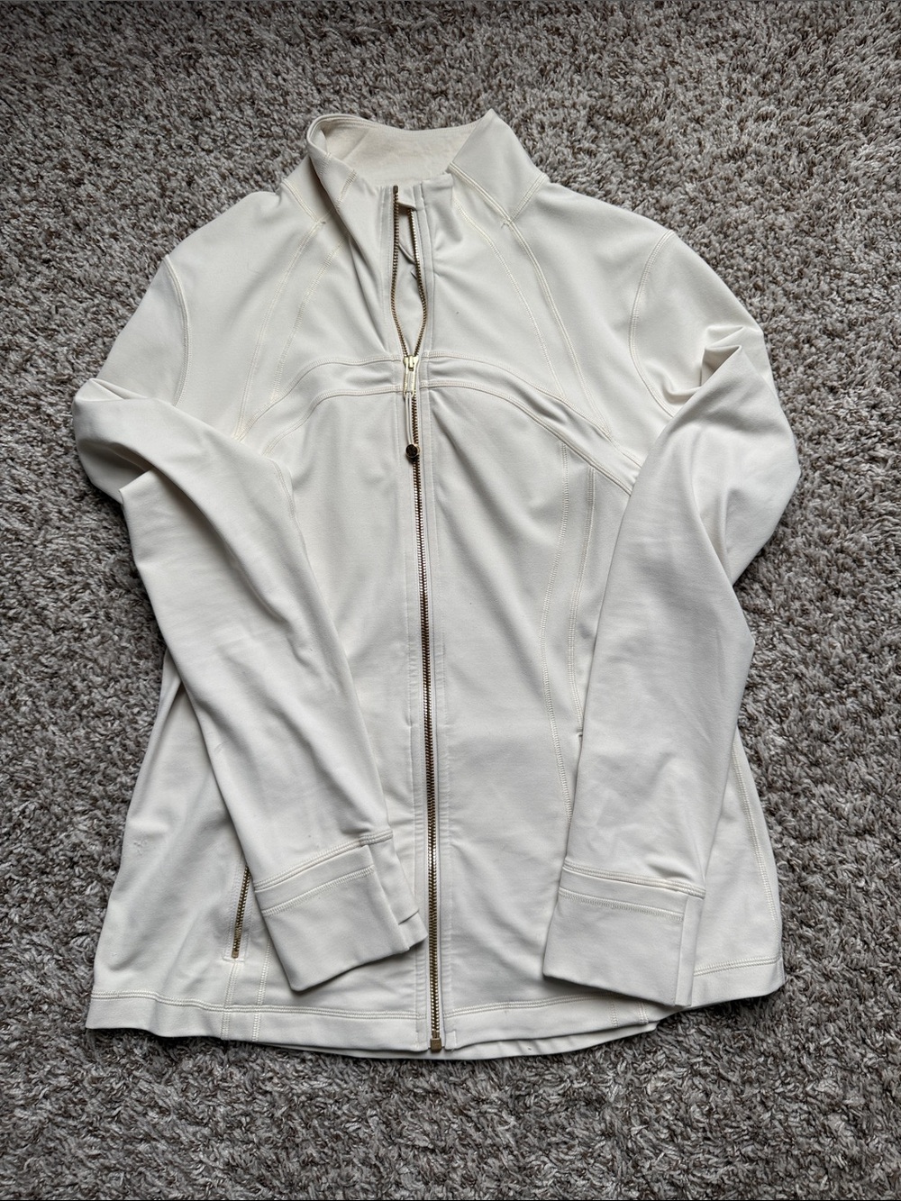 lululemon athletica Cream Full-Zip Bomber Jacket with Gold Zippers - Picture 3 of 7